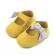 Pantofi pentru bebelusi, galben mustar cu fundita gri (marime disponibila: 6-9