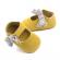 Pantofi pentru bebelusi, galben mustar cu fundita gri (marime disponibila: 6-9