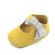 Pantofi pentru bebelusi, galben mustar cu fundita gri (marime disponibila: 6-9