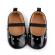 Pantofiori negri din piele ecologica lacuita (marime disponibila: 3-6 luni