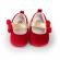 Pantofiori rosii din catifea cu floricica aplicata (marime disponibila: 6-9