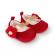 Pantofiori rosii din catifea cu floricica aplicata (marime disponibila: 9-12