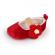 Pantofiori rosii din catifea cu floricica aplicata (marime disponibila: 9-12