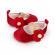 Pantofiori rosii din catifea cu floricica aplicata (marime disponibila: 9-12