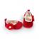 Pantofiori rosii din catifea cu floricica aplicata (marime disponibila: 9-12