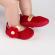 Pantofiori rosii din catifea cu floricica aplicata (marime disponibila: 9-12