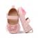 Pantofiori roz, din lac, cu fundita cu strasuri (marime disponibila: 6-9 luni