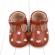 Pantofiori maro cu floricele colorate brodate (marime disponibila: 3-6 luni