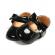 Pantofiori negri cu fundita din piele ecologica lacuita (marime disponibila: