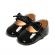 Pantofiori negri cu fundita din piele ecologica lacuita (marime disponibila: