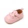 Pantofiori roz cu funda si model (marime disponibila: 3-6 luni (marimea 18