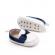 Pantofiori tip mocasini, albi cu insertii albastre (marime disponibila: 3-6