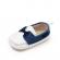 Pantofiori tip mocasini, albi cu insertii albastre (marime disponibila: 6-9