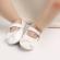 Pantofiori albi din piele ecologica lacuita, cu fundita din satin (marime