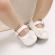 Pantofiori albi din piele ecologica lacuita, cu fundita din satin (marime