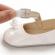 Pantofiori albi din piele ecologica lacuita, cu fundita din satin (marime