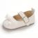 Pantofiori albi din piele ecologica lacuita, cu fundita din satin (marime