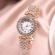 Set cadou cu ceas de dama geneva crystal auriu roze si bratara