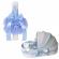 Lumanare botez glob cu dantela si trusou botez in landou, decor bleu cu