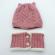 Set roz pudra imblanit caciulita cu fular - pisicuta (marime disponibila: 9-12