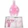 Trusou botez cu mesaj si lumanare eleganta glob cu dantela, decor roz, denikos®