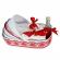 Lumanare botez cu iepuras, personalizata si trusou botez in landou, decor rosu,