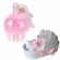 Lumanare botez cu iepuras, personalizata si trusou botez in landou, decor roz