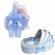 Lumanare botez glob iepuras pufos si trusou botez in landou, decor bleu,