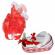 Lumanare botez glob iepuras pufos si trusou botez in landou, decor rosu,