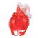 Lumanare botez glob iepuras pufos si trusou botez in landou, decor rosu,