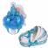Lumanare botez glob iepuras pufos si trusou botez in landou, decor turcoaz,
