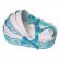 Lumanare botez glob iepuras pufos si trusou botez in landou, decor turcoaz,