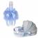 Lumanare botez personalizata si trusou botez in landou, decor bleu cu
