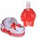 Lumanare botez personalizata si trusou botez in landou, decor dantela rosie,