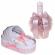 Lumanare botez personalizata si trusou botez in landou, decor dantela roz