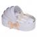 Set elegant lumanare botez si trusou botez in landou, decor dantela crem,