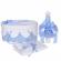 Set elegant trusou botez, cutie trusou si lumanare, decor dantela bleu diafana,