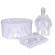 Set trusou botez, cutie trusou si lumanare personalizata cu nume, decor alb,