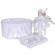 Set trusou botez, cutie trusou si lumanare personalizata cu nume, decor alb cu