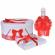 Set trusou botez, cutie trusou si lumanare personalizata cu nume, decor rosu,
