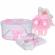 Set trusou botez, cutie trusou si lumanare personalizata cu nume, decor roz cu
