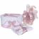 Set trusou botez, cutie trusou si lumanare personalizata cu nume, decor roz