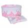 Set trusou botez si cutie trusou, dantela si fundita, decor elegant roz,