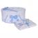 Set trusou botez si cutie trusou, dantela si fundite, decor bleu, denikos® 843