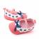 Pantofiori roz somon cu volanas alb (marime disponibila: 6-9 luni (marimea 19