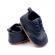 Pantofi bebelusi din piele ecologica cu insertii textile, albastru inchis
