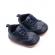 Pantofi bebelusi din piele ecologica cu insertii textile, albastru inchis