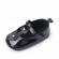Pantofiori bebelusi, negri, lacuiti, cu floricele (marime disponibila: 3-6 luni