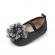 Pantofiori eleganti negri cu sclipici si floare argintie (marime disponibila: