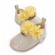 Pantofiori ivoire metalizat cu floricele galbene (marime disponibila: 3-6 luni